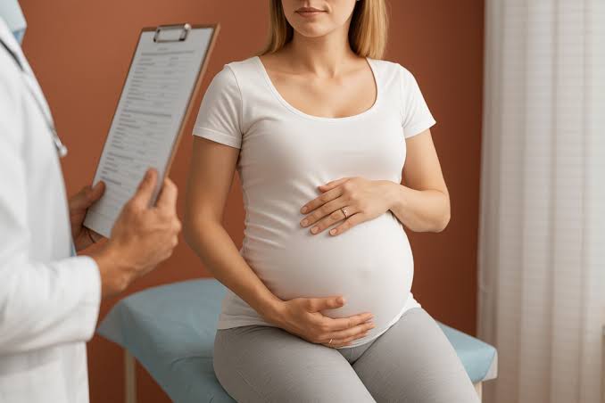 Pregnant woman receiving gentle third trimester chiropractic care on the Main Line